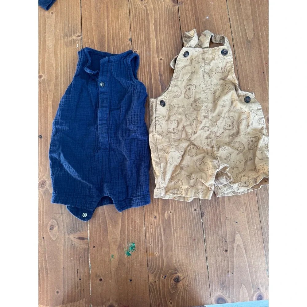 Carter's Just One You Baby Rompers Overalls 6 Month Blue Dinosaurs‎ Lot